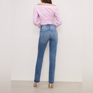 Good American Always Fits Good Light Blue Straight Leg Jeans